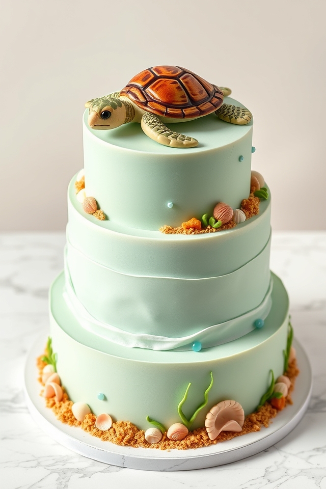 whimsical fondant turtle celebration