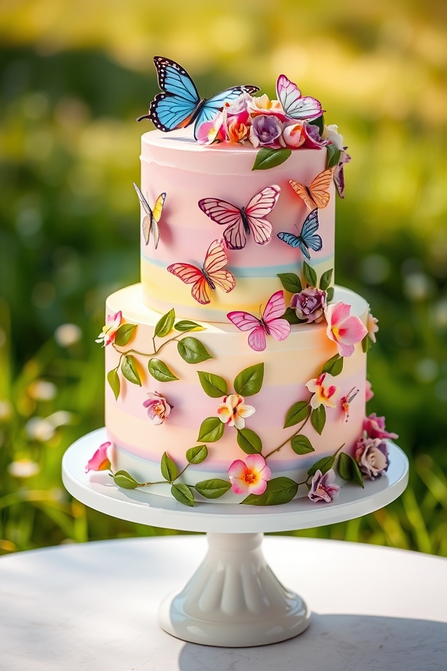 whimsical pastel butterfly garden