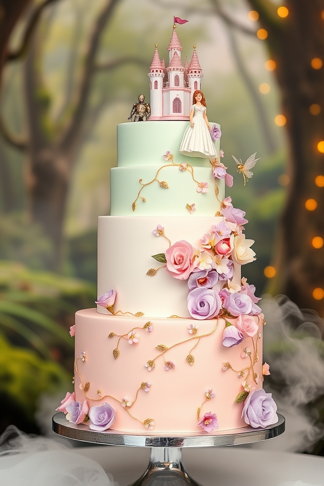 whimsical pastel fairy tale cake