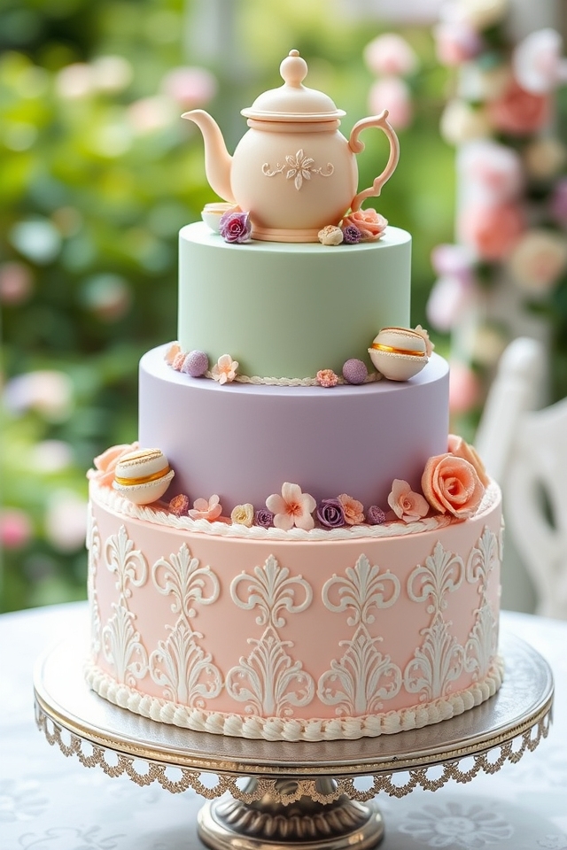 whimsical pastel tea cake
