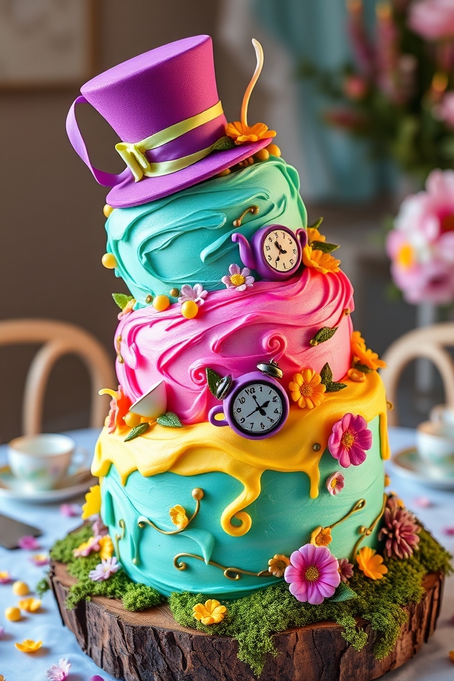 whimsical unbirthday wonderland cake