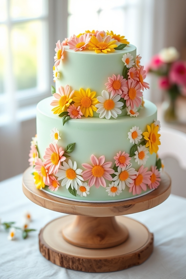 whimsical vibrant daisy cake