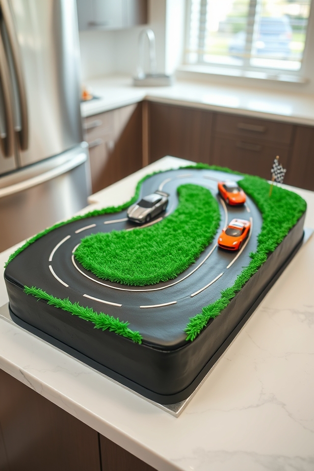 winding race track cake