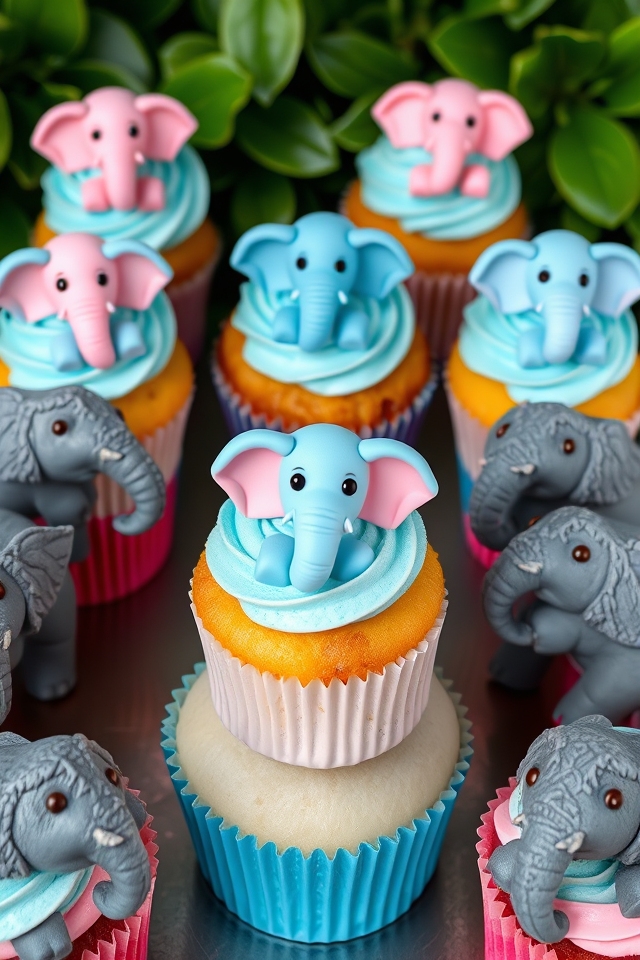adorable elephant themed cupcakes