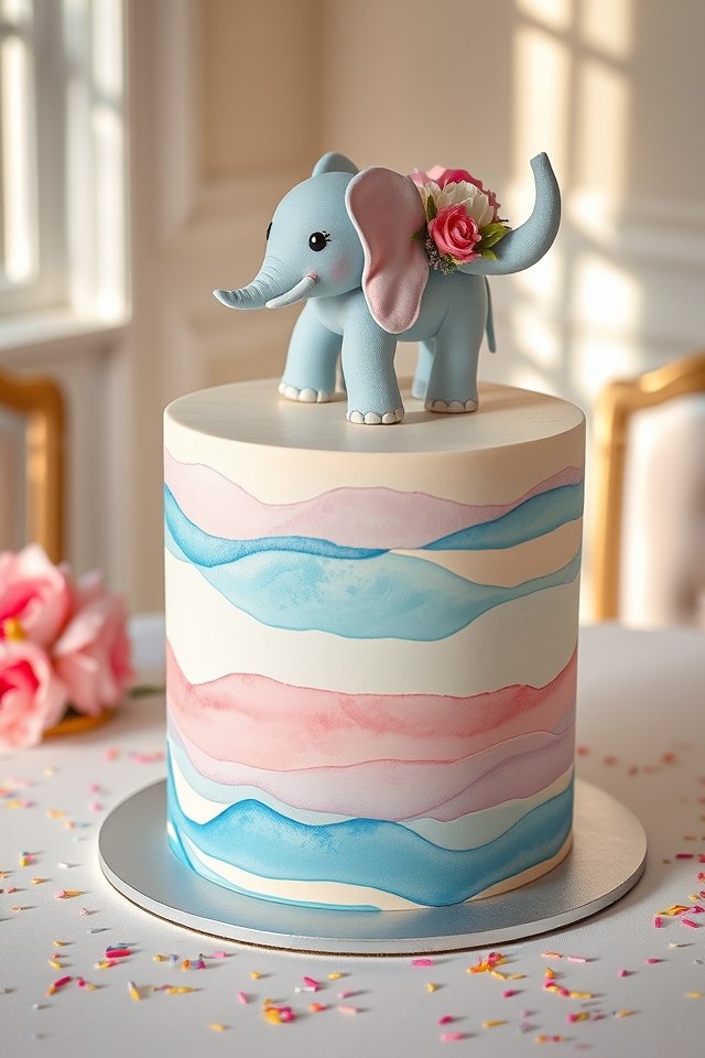 artistic pastel elephant cake