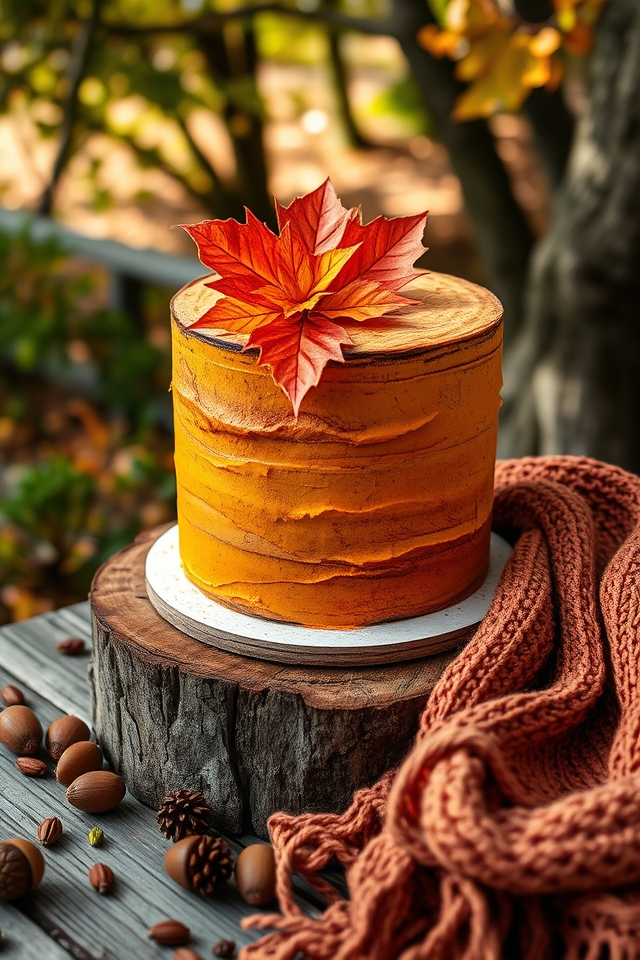 autumn themed rustic cake