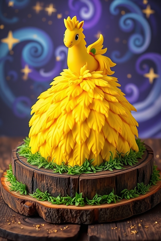 chocobo themed celebratory cake