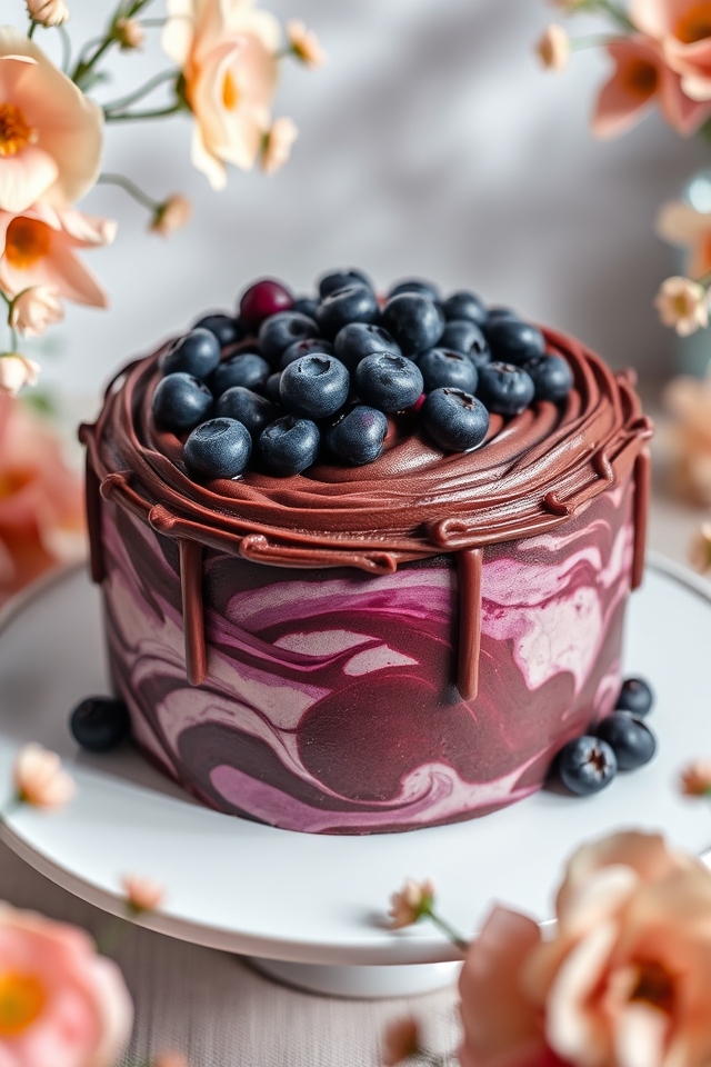 chocolate blueberry swirl cake