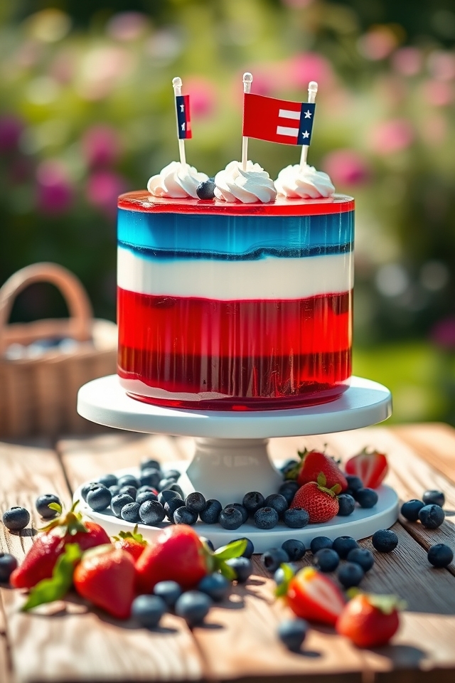 colorful layered jello cake
