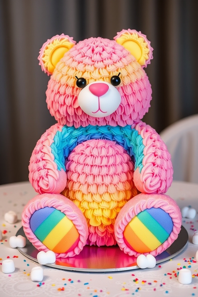 colorful teddy bear cake