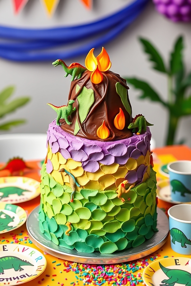dinosaur themed vibrant cake