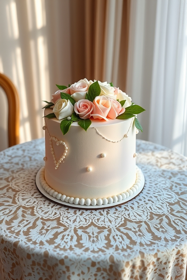 elegant floral anniversary cake