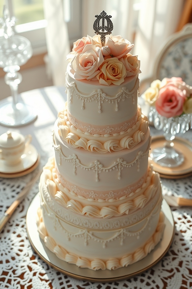 elegant floral tiered cake