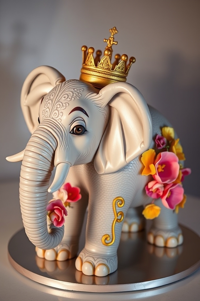elegant gold elephant cake