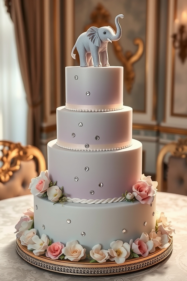 elegant pastel elephant cake