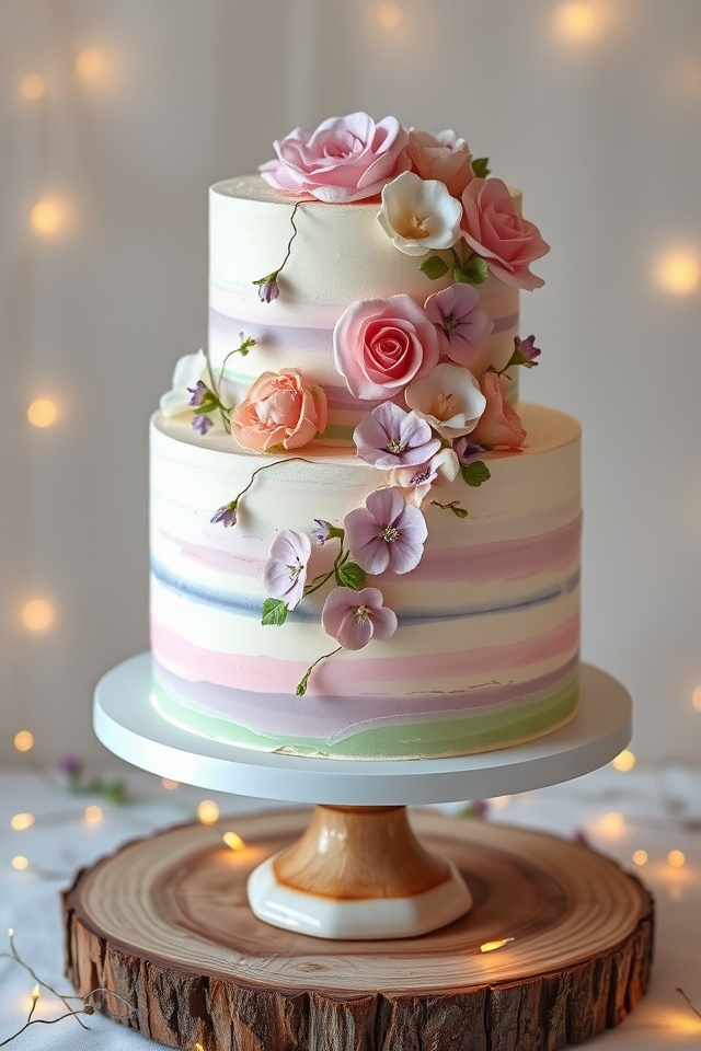 elegant pastel watercolor cake