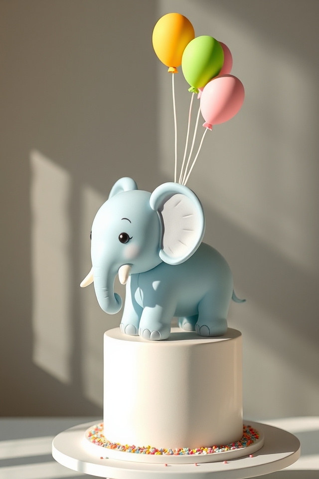 elephant themed birthday cake
