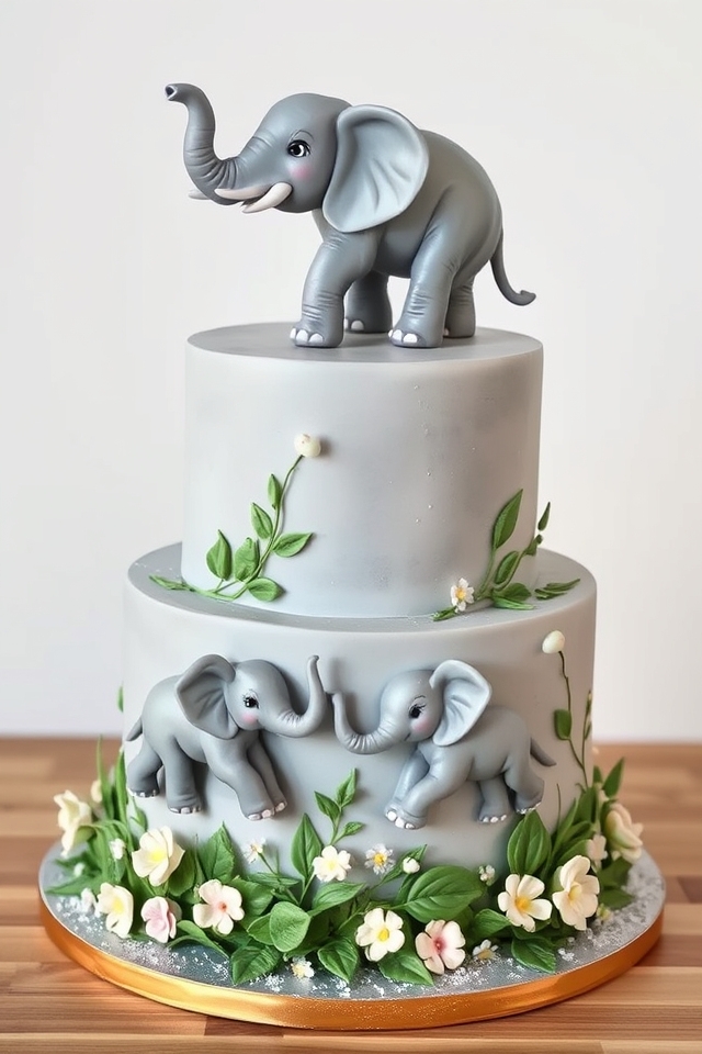 family themed elephant cake