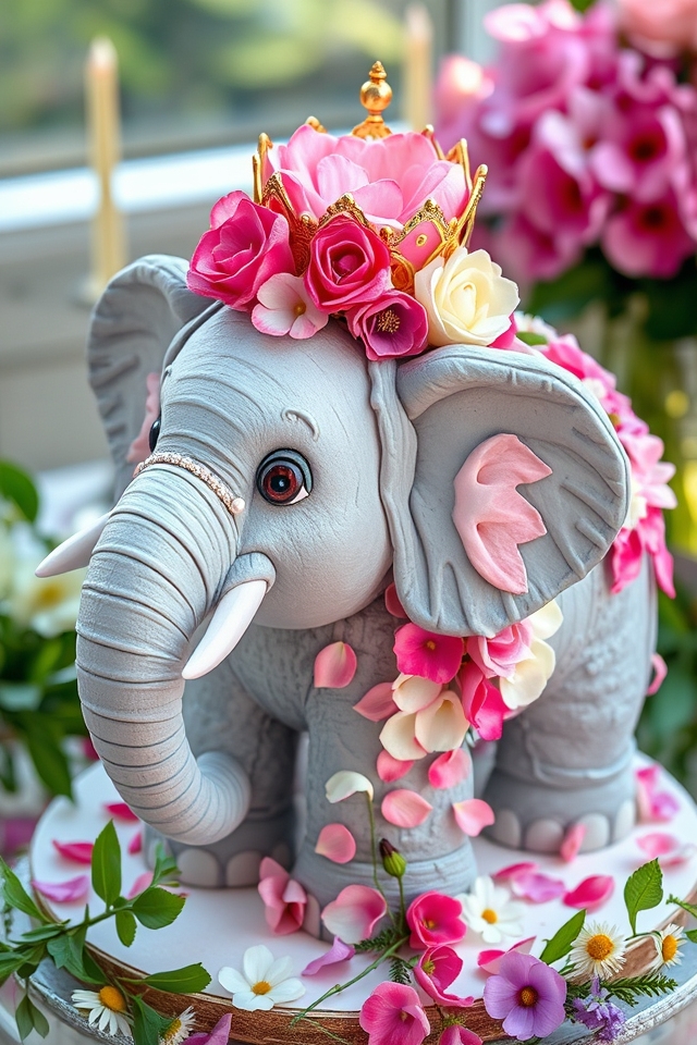 floral elephant cake elegance