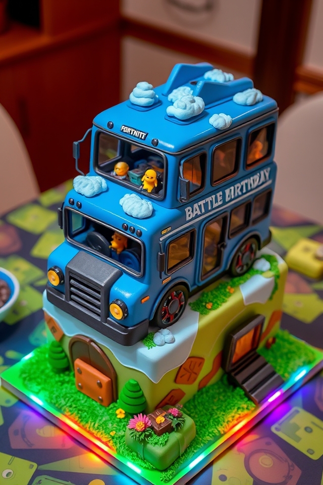 fortnite themed colorful cake