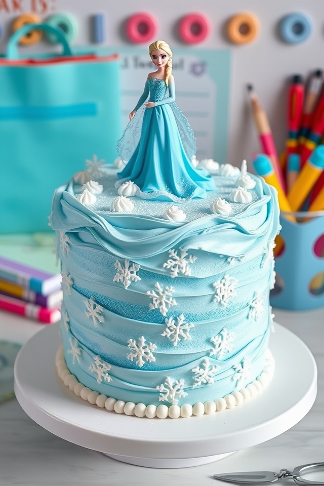 frozen elsa snow cake