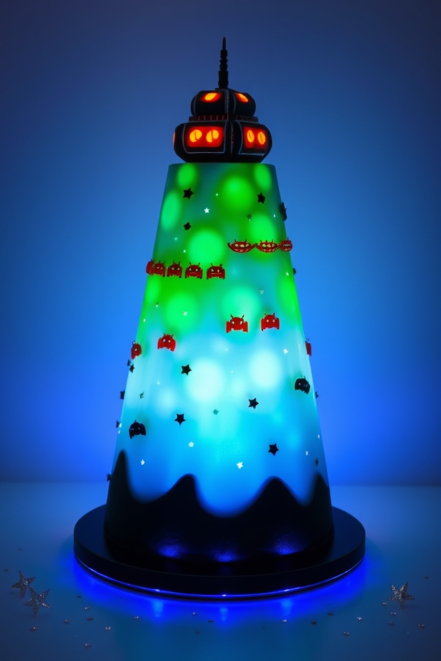 galaga themed space cake design
