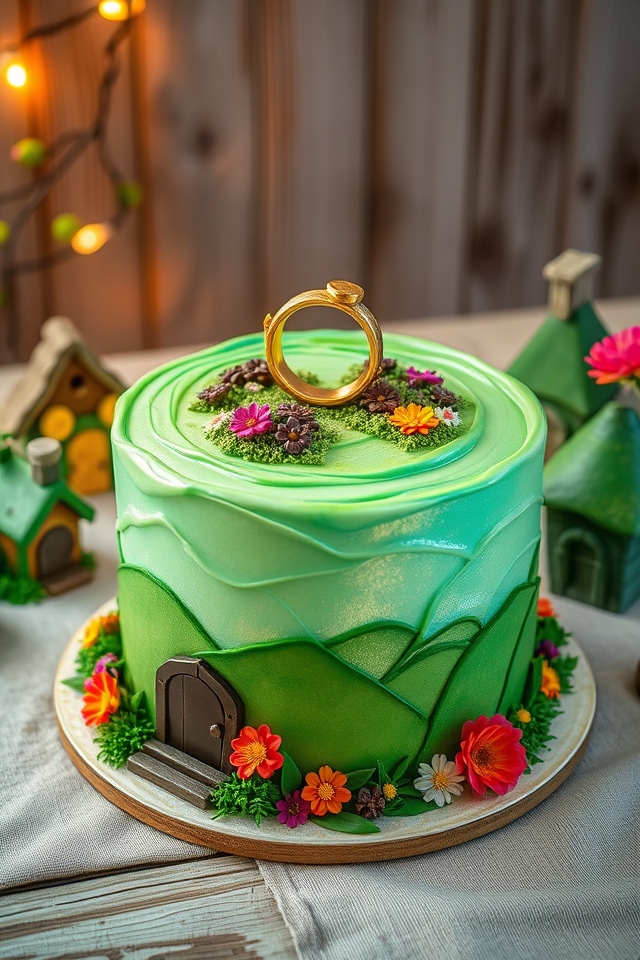 hobbit themed chocolate birthday cake