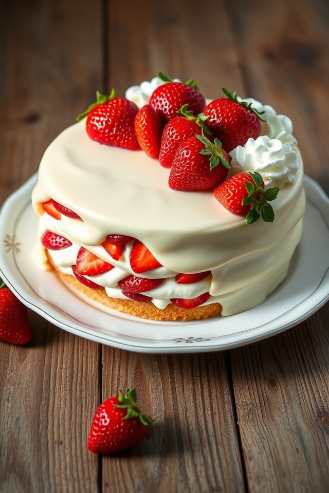indulgent strawberry cream cake