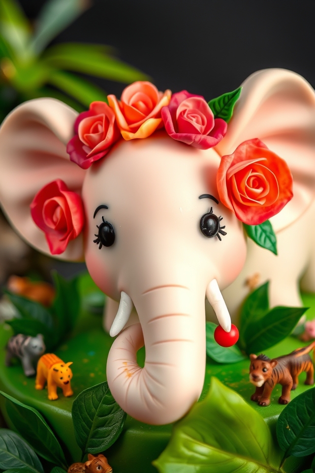 jungle themed animal cake decoration