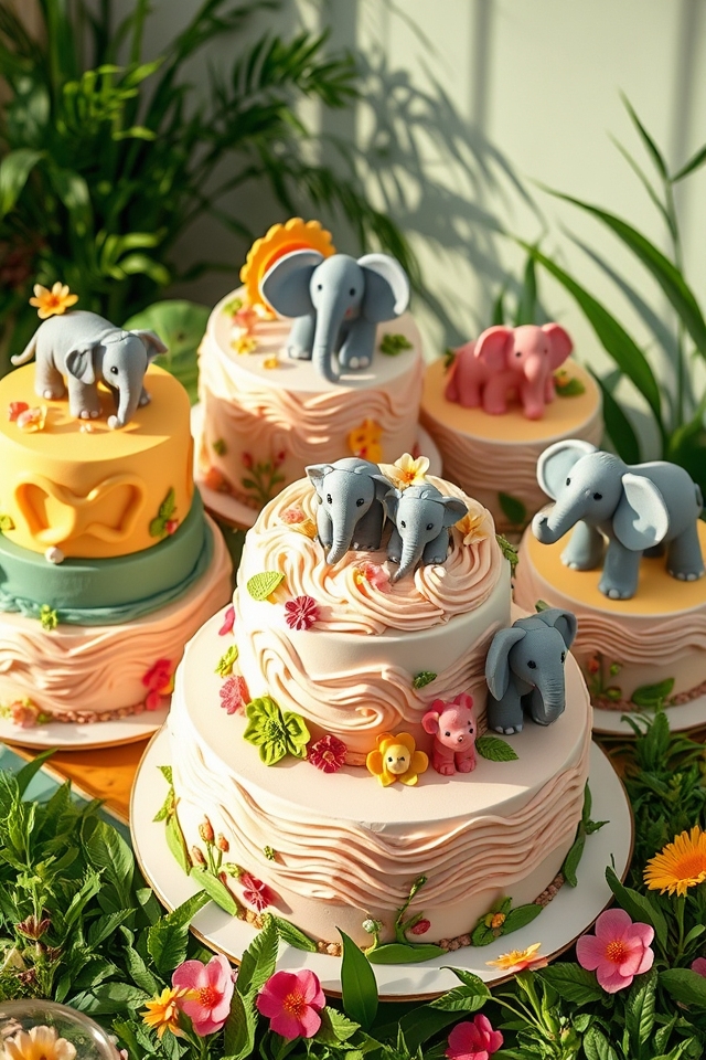 jungle themed birthday celebration cake
