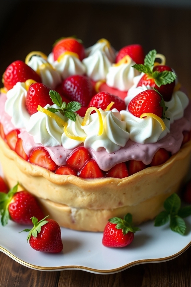 lemon strawberry cream cake
