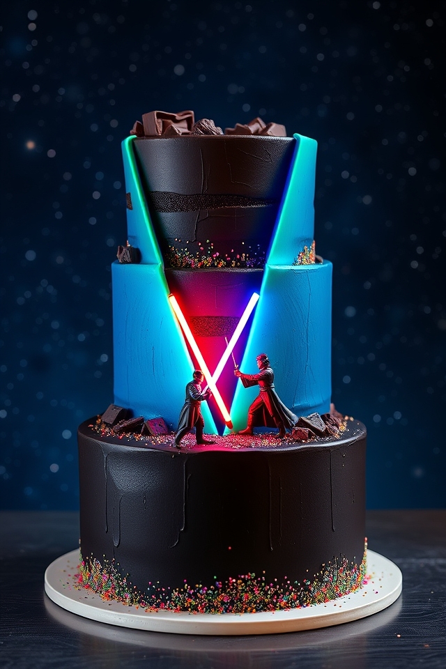 lightsaber duel celebration cake