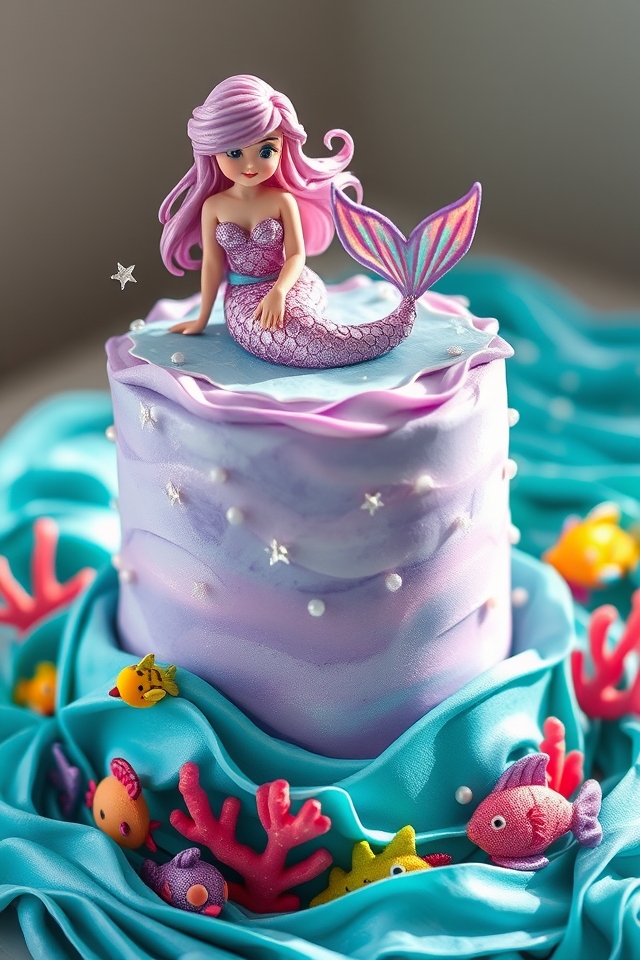 mermaid themed ocean cake decor