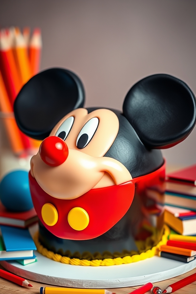 mickey mouse school cake