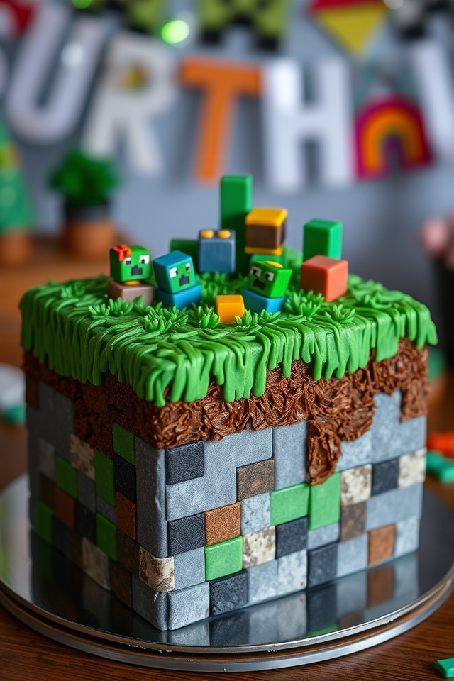 minecraft themed birthday cake decorations