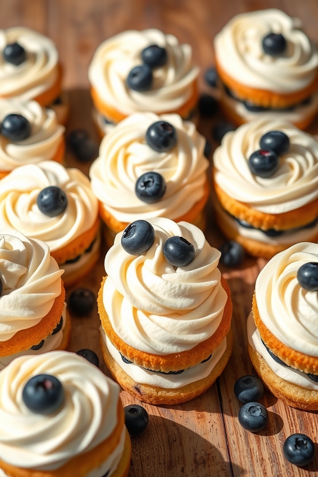 mini blueberry layer cakes