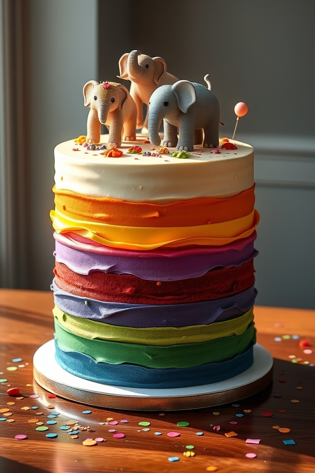 rainbow colorful elephant cake