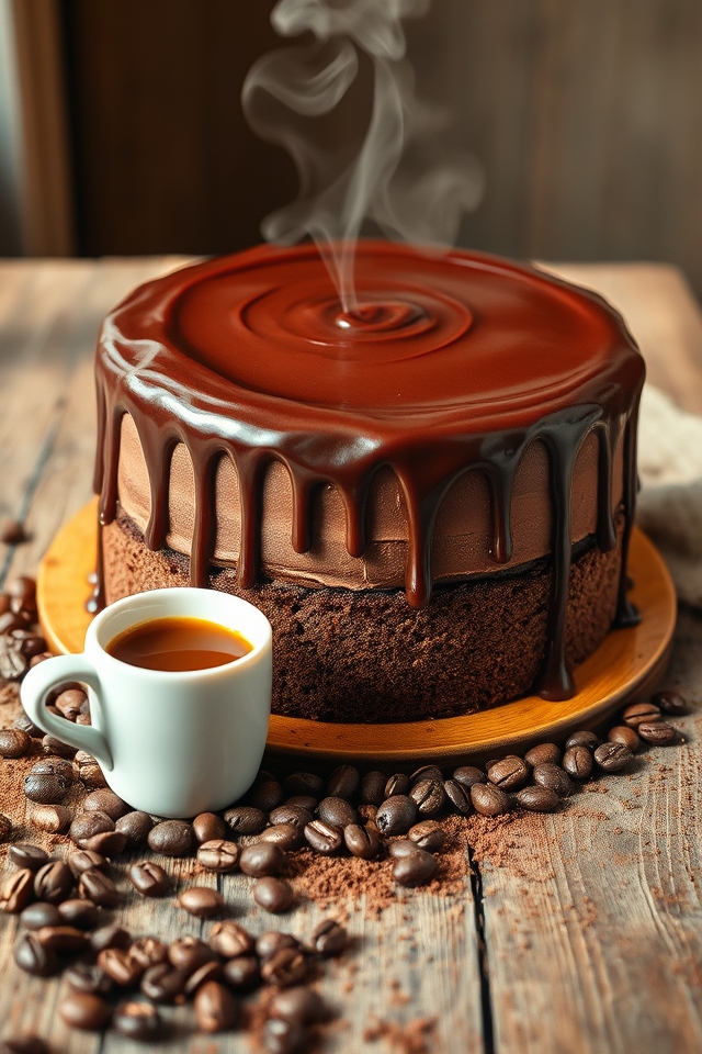 rich coffee fudge cake