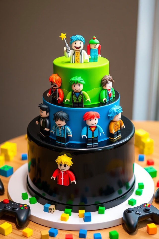 roblox themed birthday cake creation