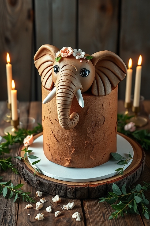 rustic charm elephant cake