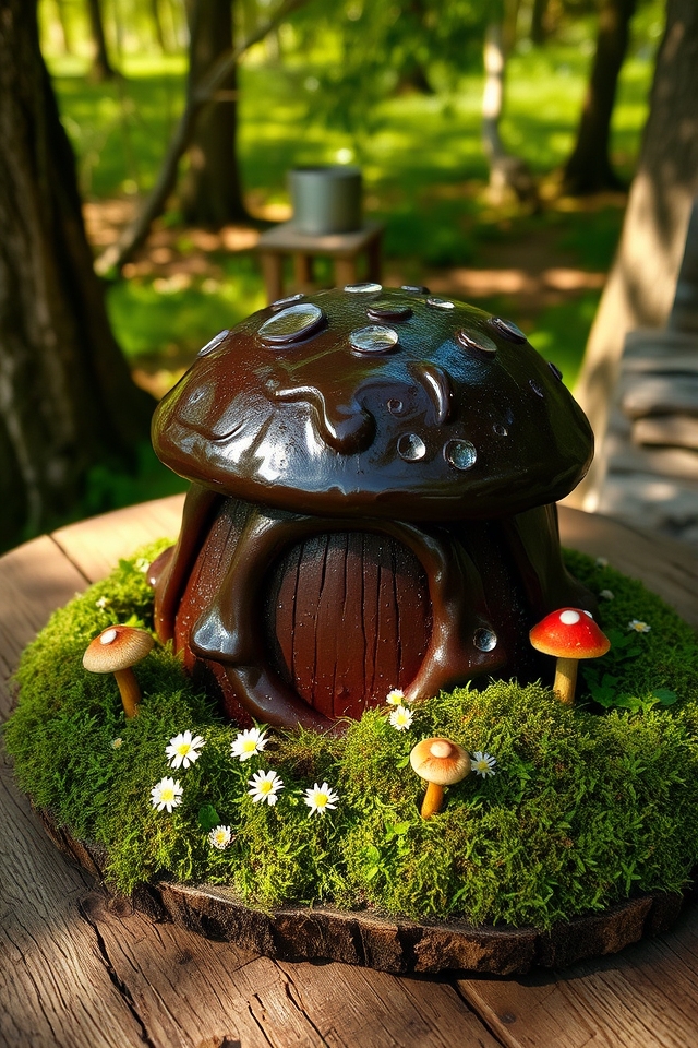 rustic chocolate mushroom cake