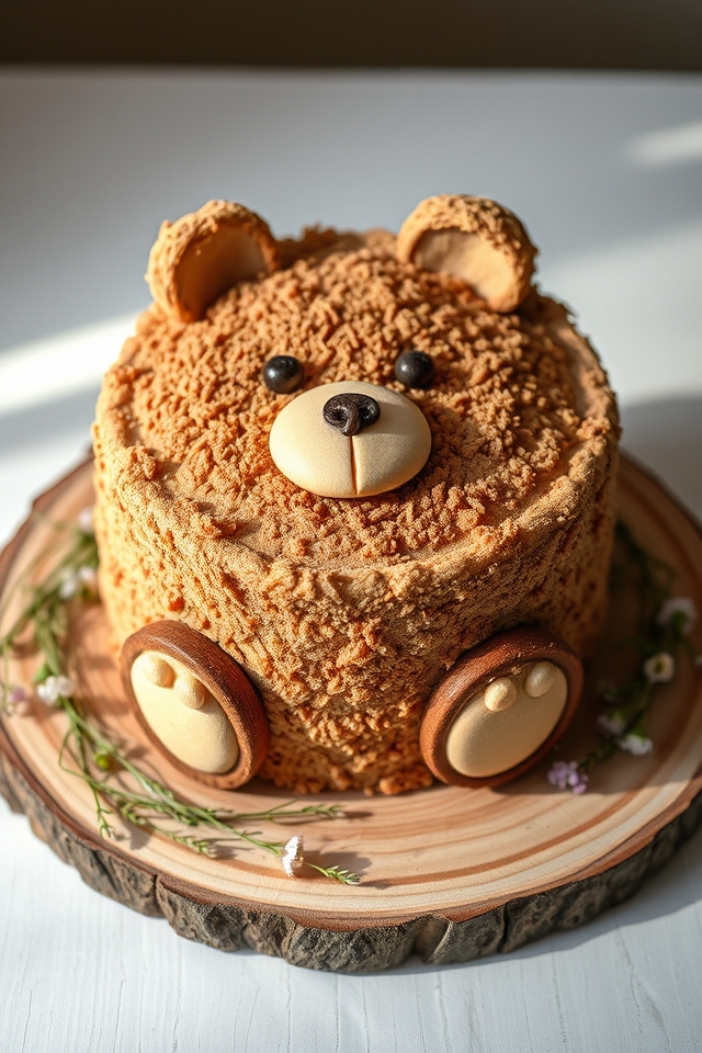 rustic teddy bear cake