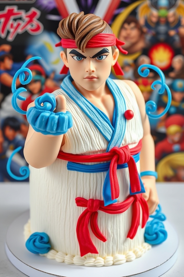 ryu themed birthday cake design