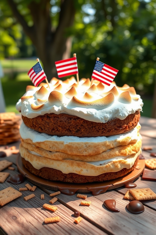 s mores cake with frosting