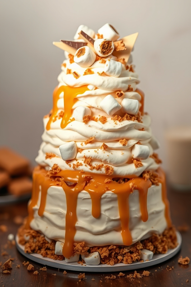 s mores inspired white chocolate cake