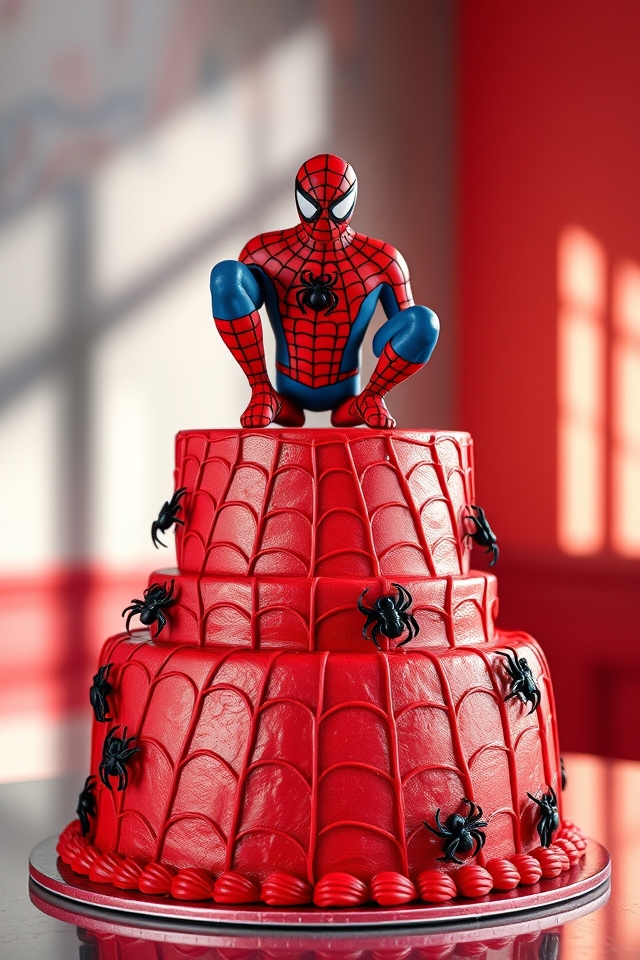 spider man themed layered cake