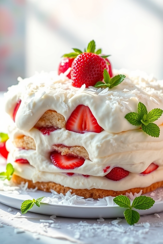 strawberry coconut cream cake