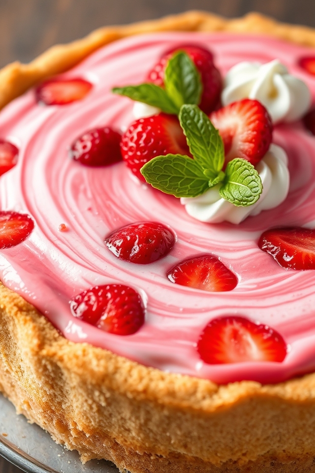 strawberry rhubarb cream pie cake