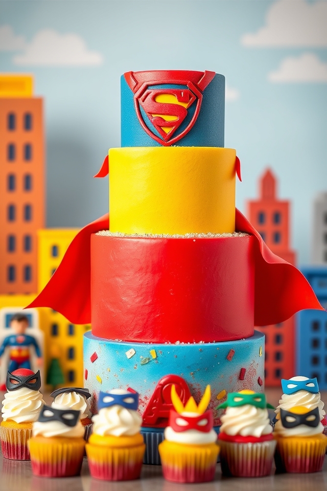 superhero themed back to school cake