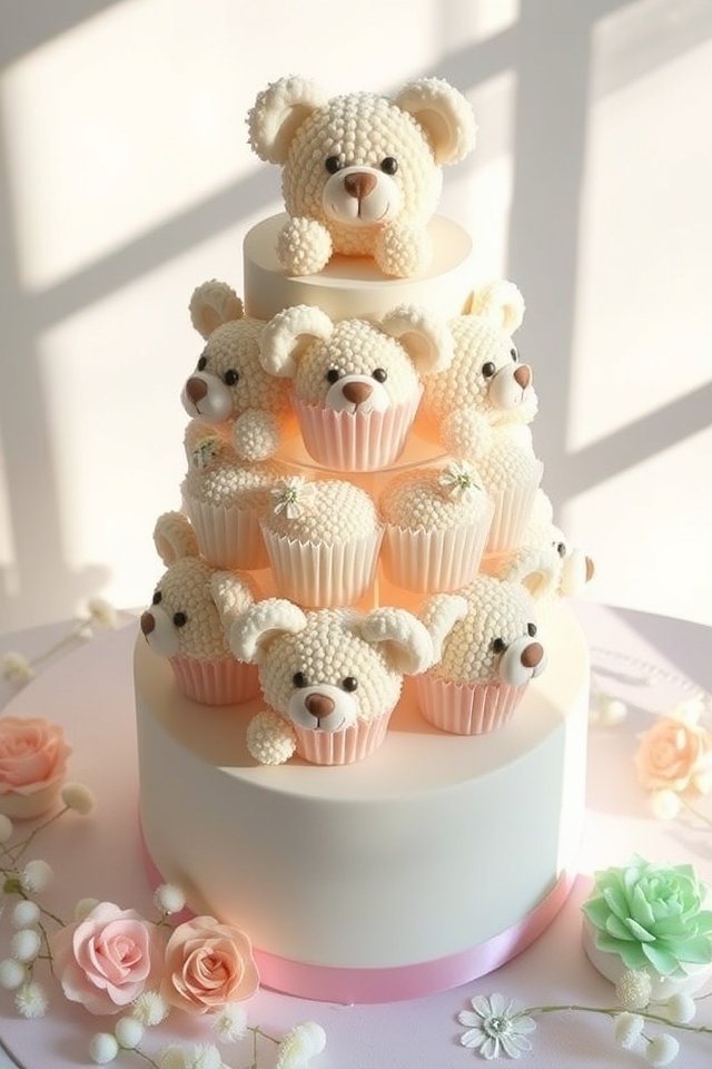 teddy bear cupcake tower